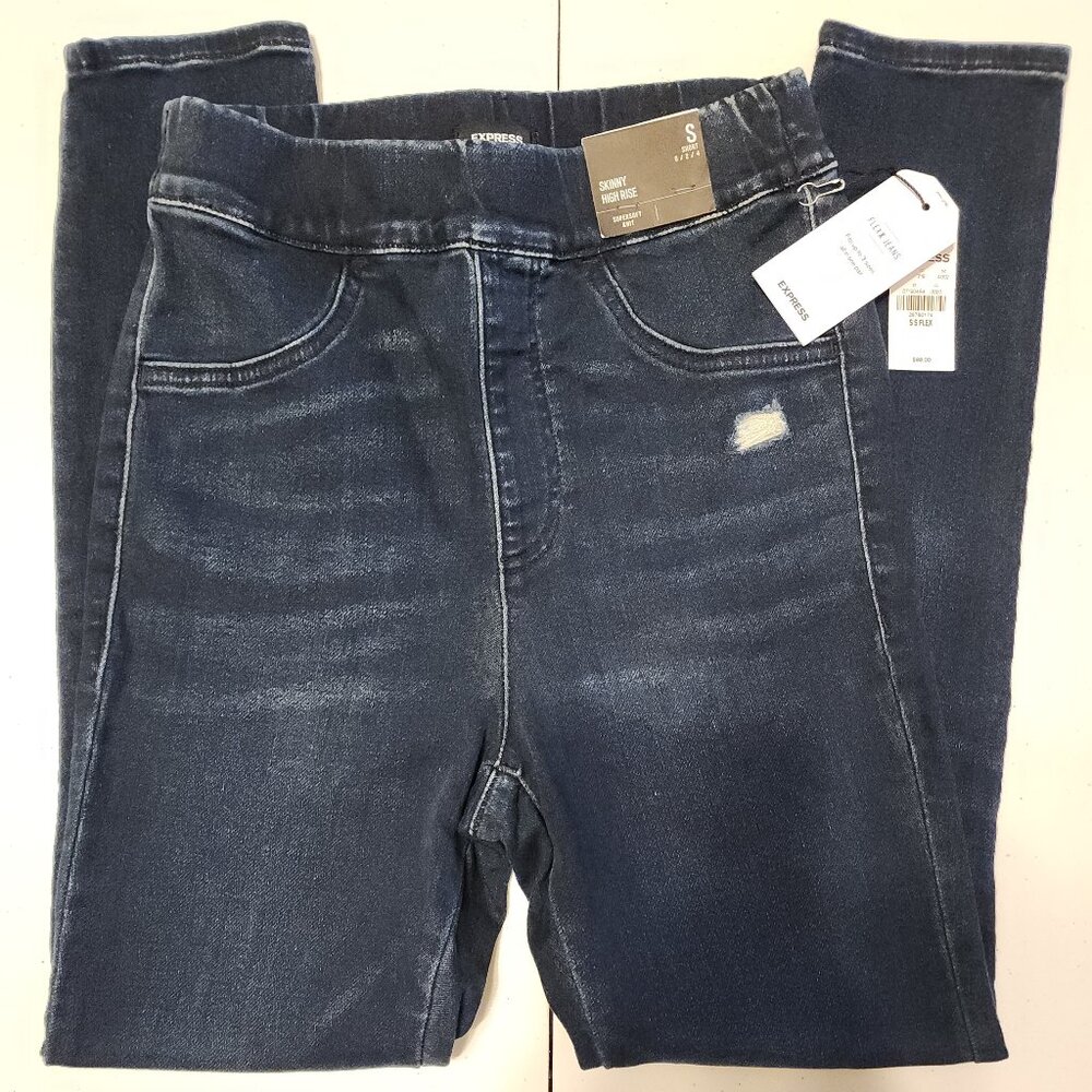 NEW Express Women's Flexx Jeans Pull-On Skinny High Rise Soft Sm Short (0, 2, 4)